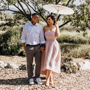 Cynthia Rowley Pink Jacquard Hi-Lo gown